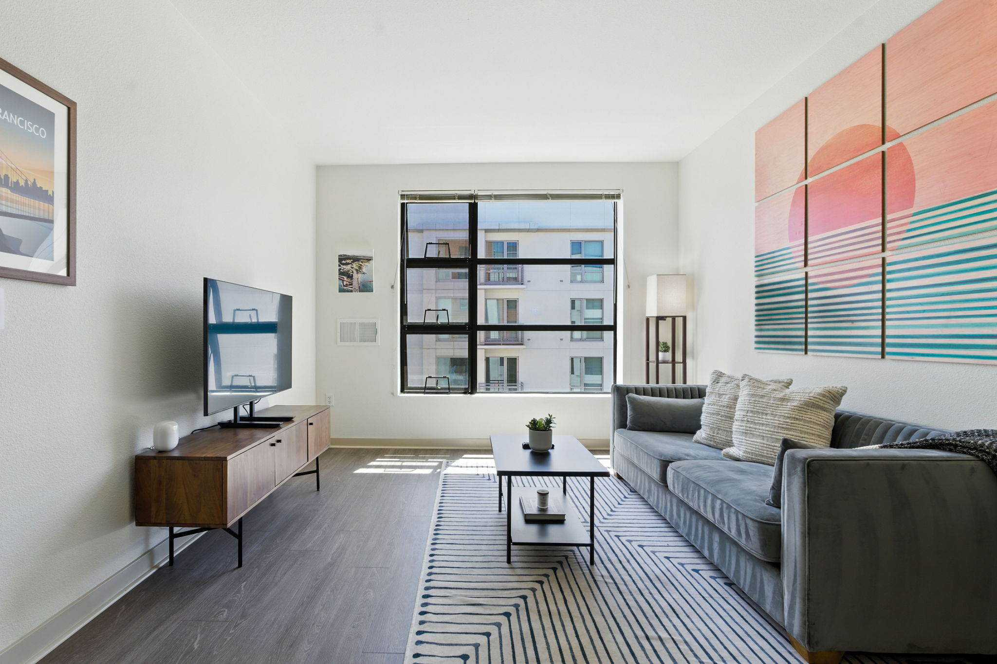 Luxury Amenities And Home Office Setup - Modern High-rise Retreat - San Francisco, CA